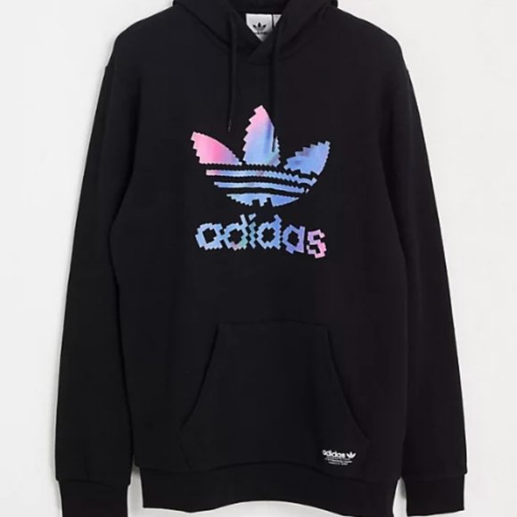 Adidas Hoodie Jacket Trefoil Design Pixelated Blur Size Small Color Black ZZZZ - Picture 1 of 1
